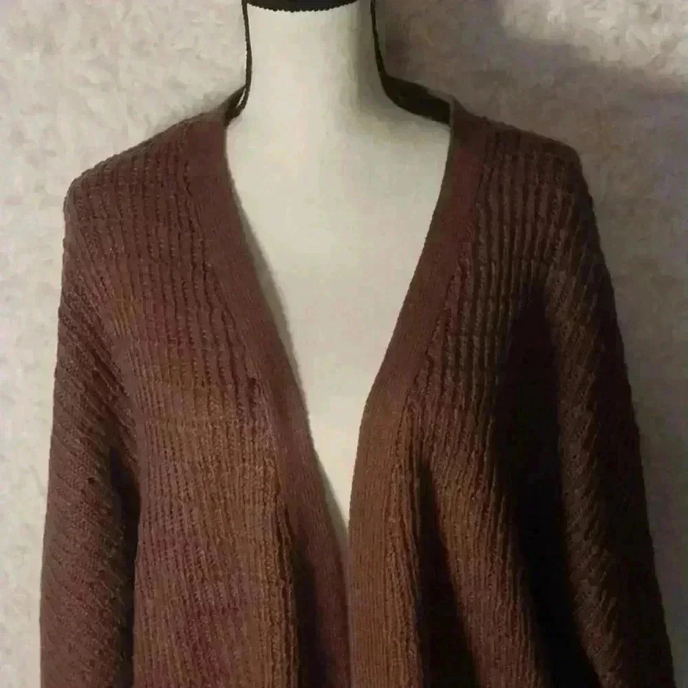 Love Change Italy Purple Knit Open Front Cardigan Sweater Size XL - Picture 4 of 9